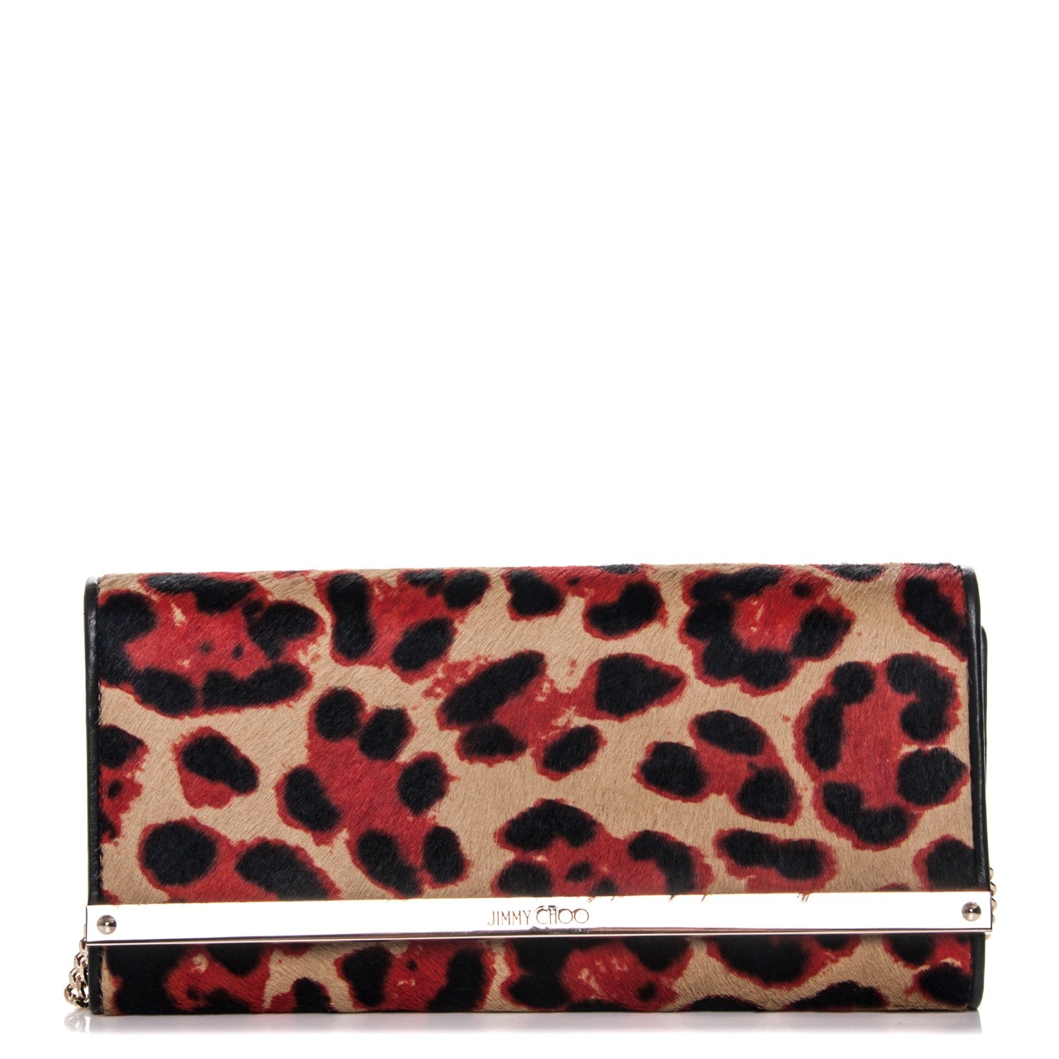 Jimmy Choo Calf Hair Leopard Print Milla Wallet on Chain Tabasco 1 of 7