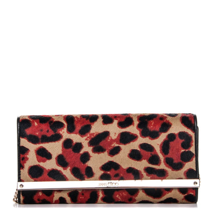 Jimmy Choo Calf Hair Leopard Print Milla Wallet on Chain Tabasco 1 of 7