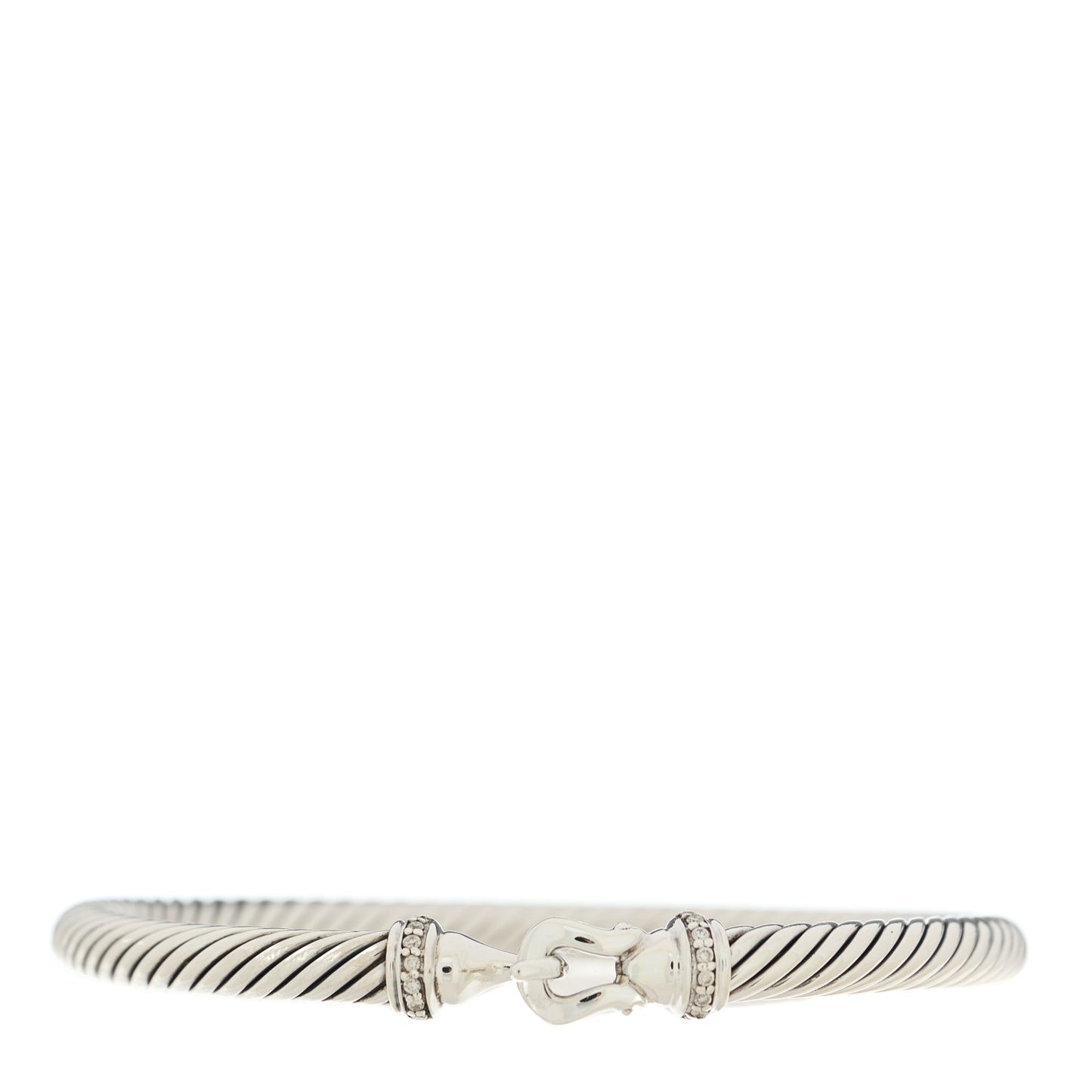 Sterling Silver Diamond 5mm Cable Buckle Bracelet
