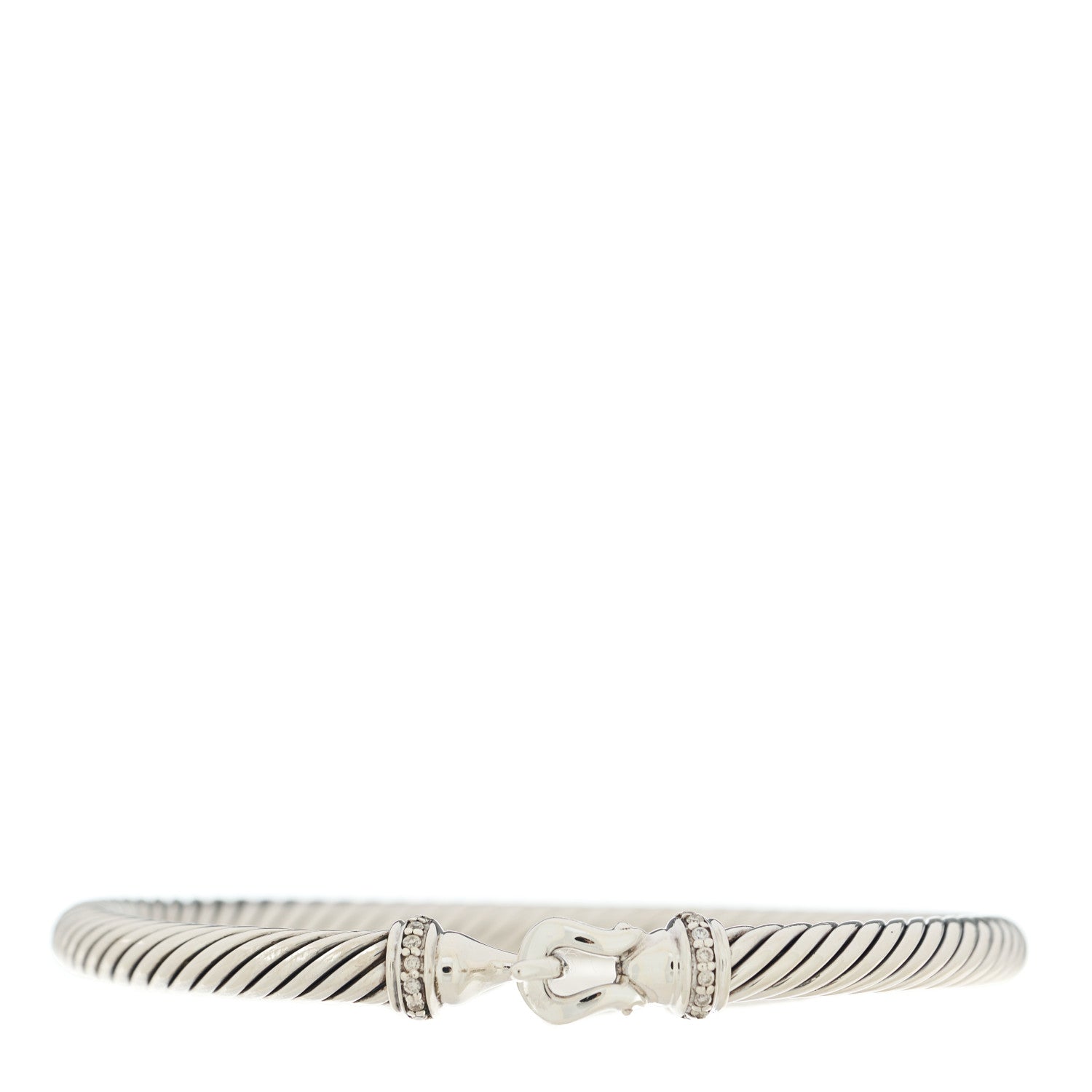 David Yurman Sterling Silver Diamond 5mm Cable Buckle Bracelet 1 of 3