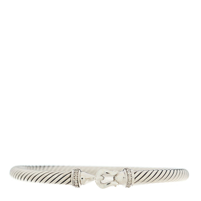 David Yurman Sterling Silver Diamond 5mm Cable Buckle Bracelet 1 of 3