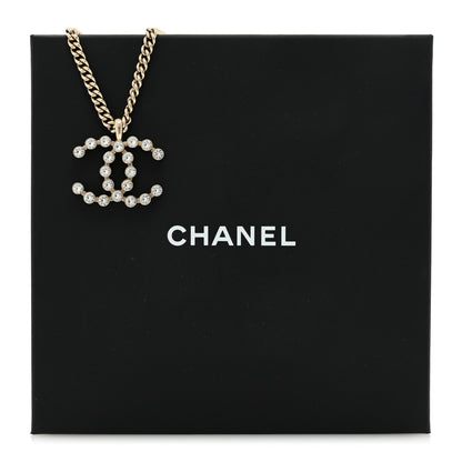 Chanel Metal Crystal CC Pendant Necklace Gold 5 of 5