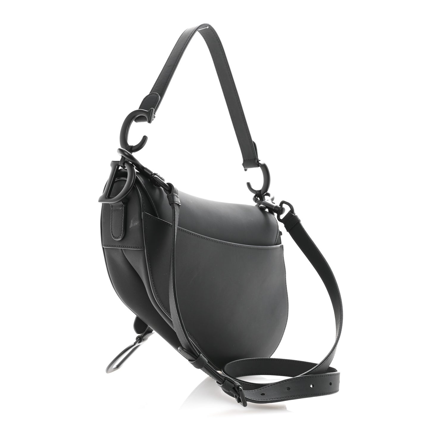 Ultra Matte Calfskin Saddle Bag With Strap Black