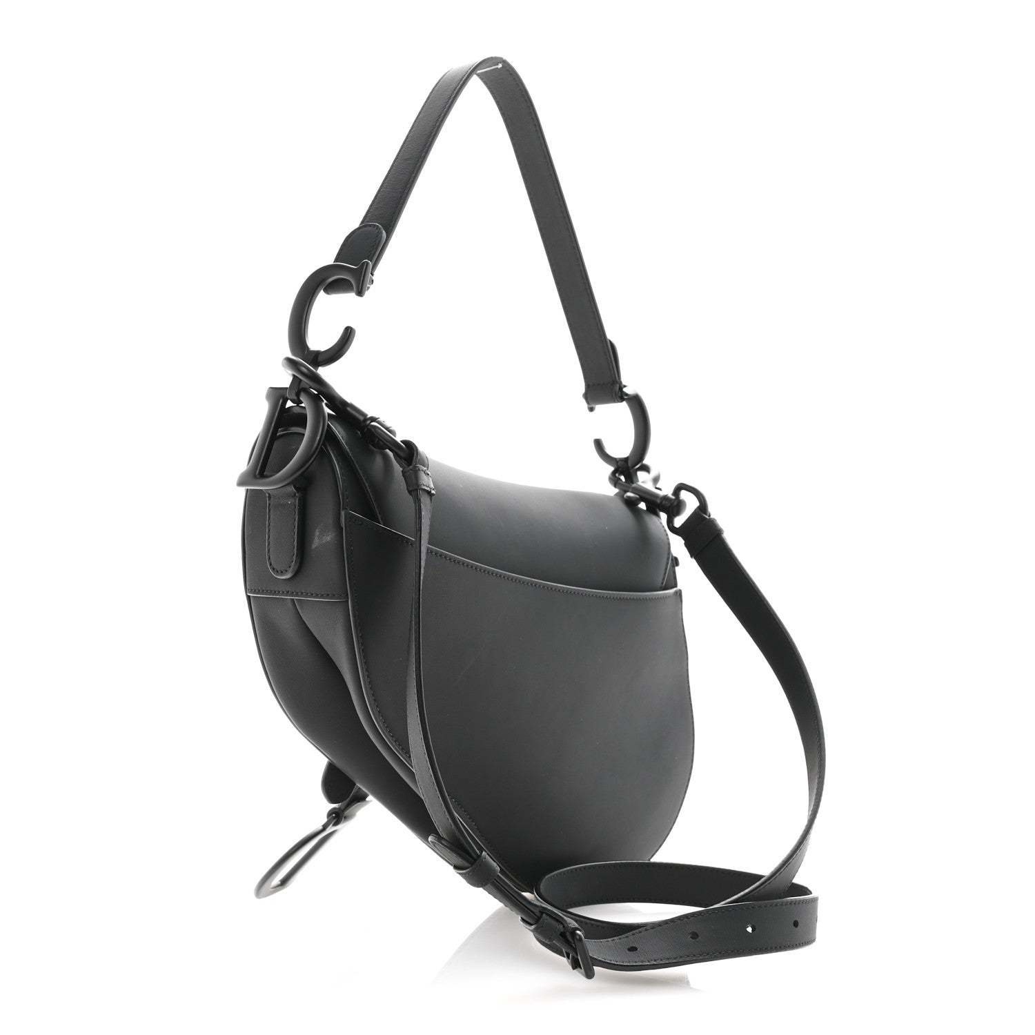 Christian Dior Ultra Matte Calfskin Saddle Bag With Strap Black 3 of 11