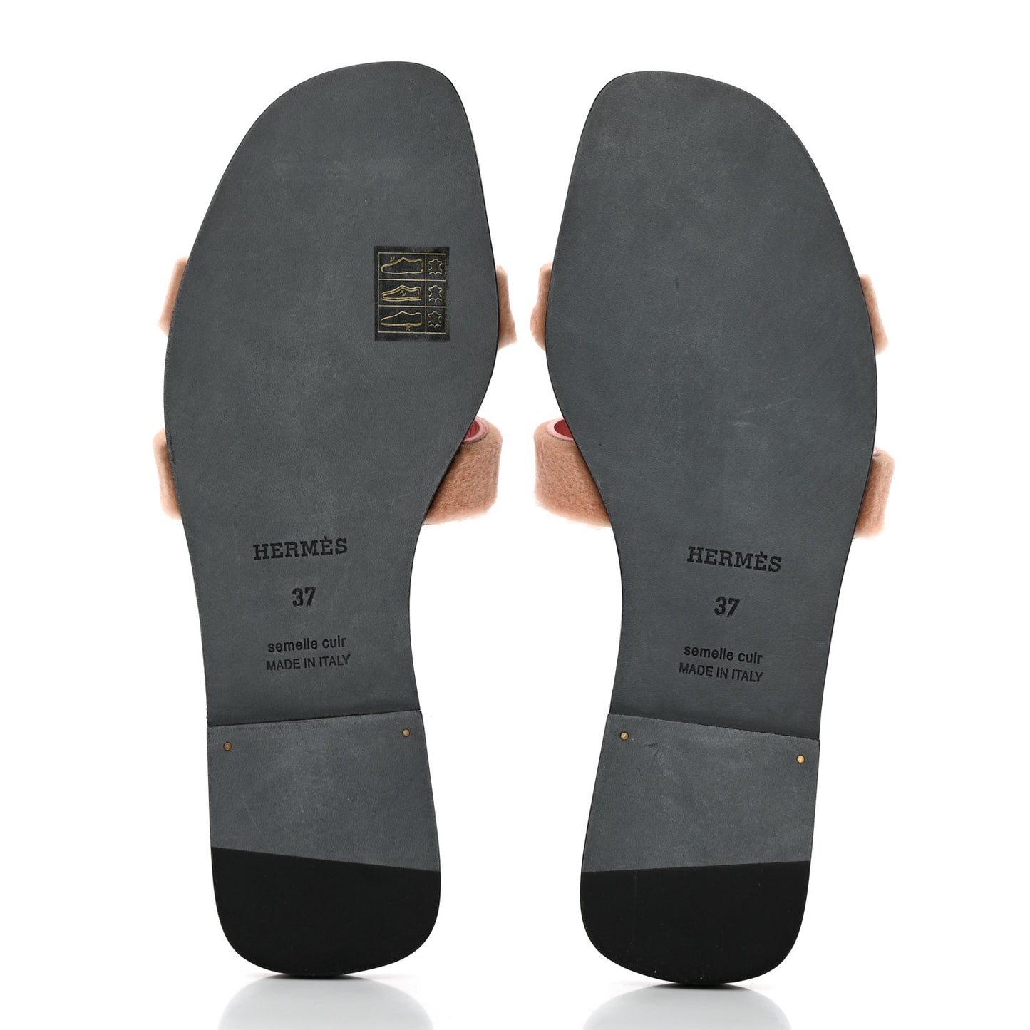 Mink Fur Oran Sandals 37 Blush Gris Fume