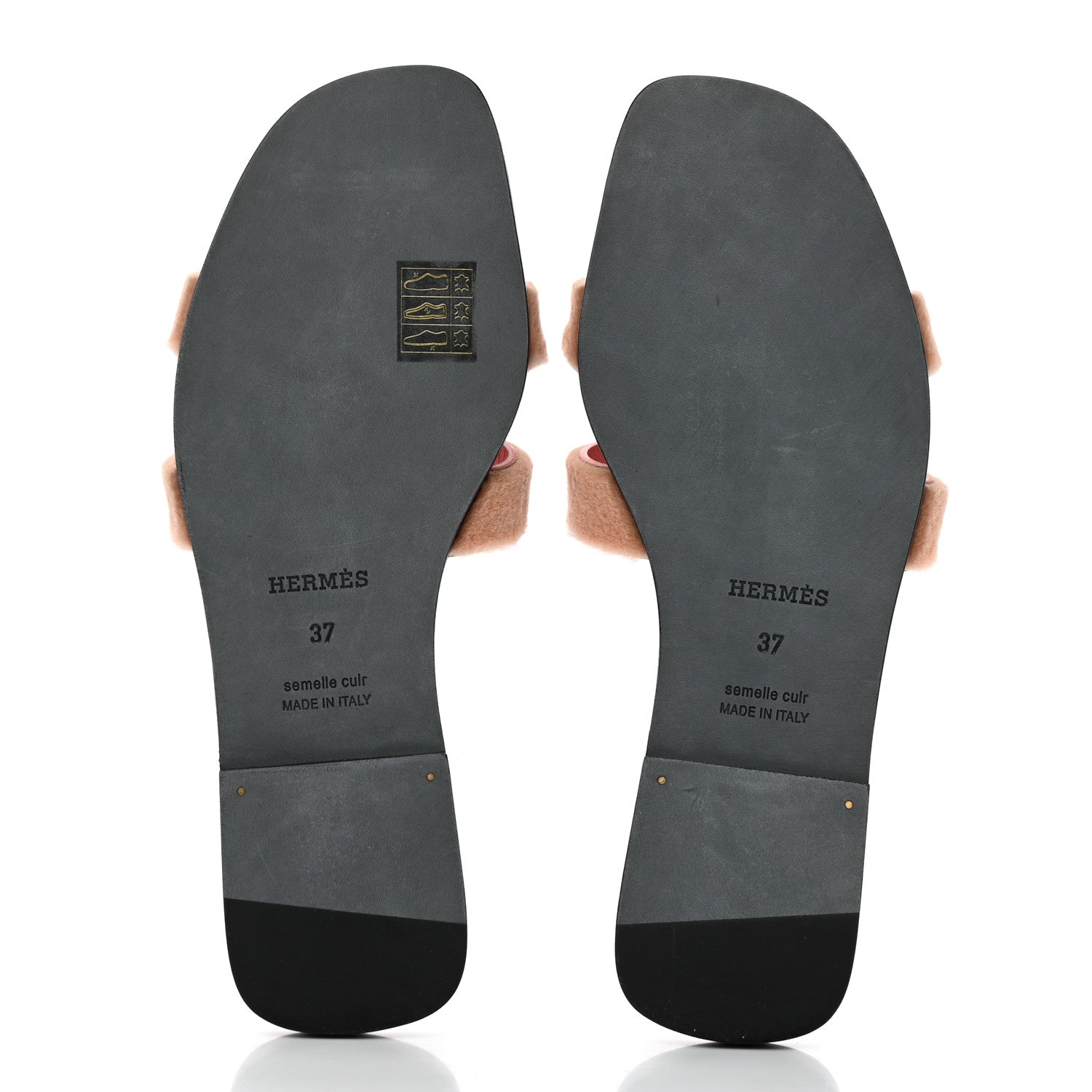 Hermes Mink Fur Oran Sandals 37 Blush Gris Fume 5 of 8