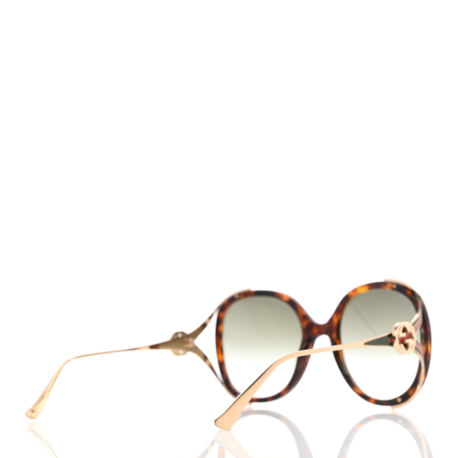 Gucci Acetate Round Frame Injected GG0226SK Sunglasses Tortoise 4 of 9