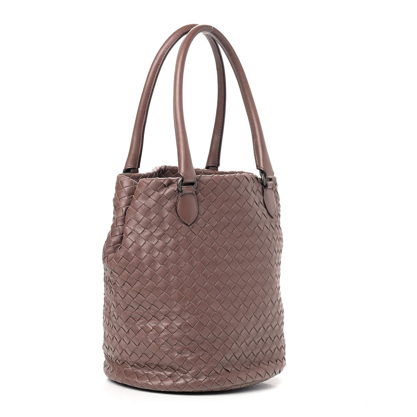 Nappa Intrecciato Double Handle Bucket Bag Brown