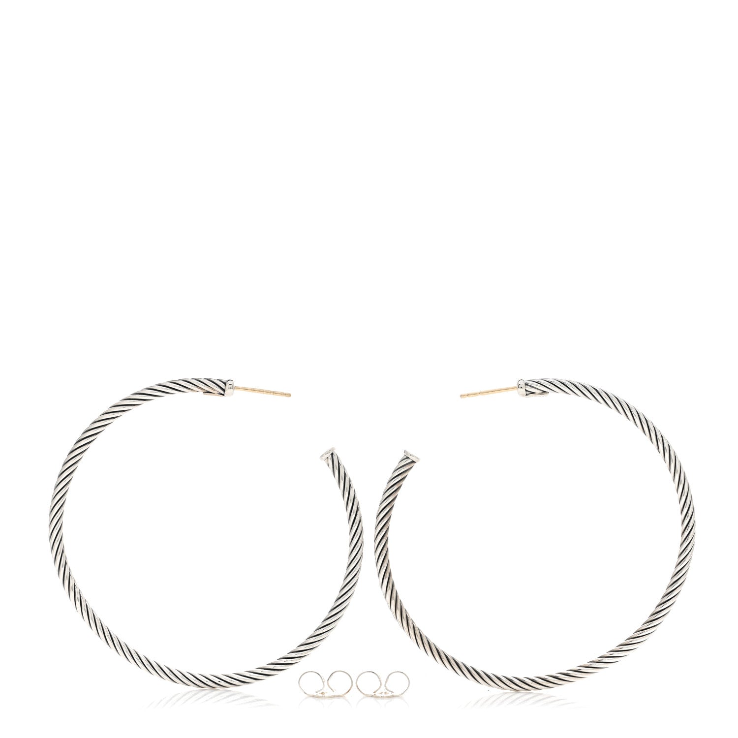 David Yurman Sterling Silver Extra Large Cable Classics Hoop Earrings 3 of 4