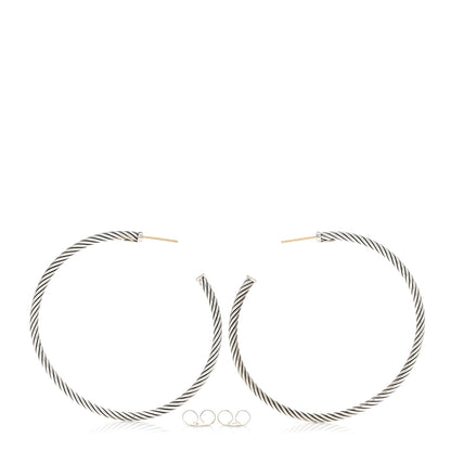 David Yurman Sterling Silver Extra Large Cable Classics Hoop Earrings 3 of 4