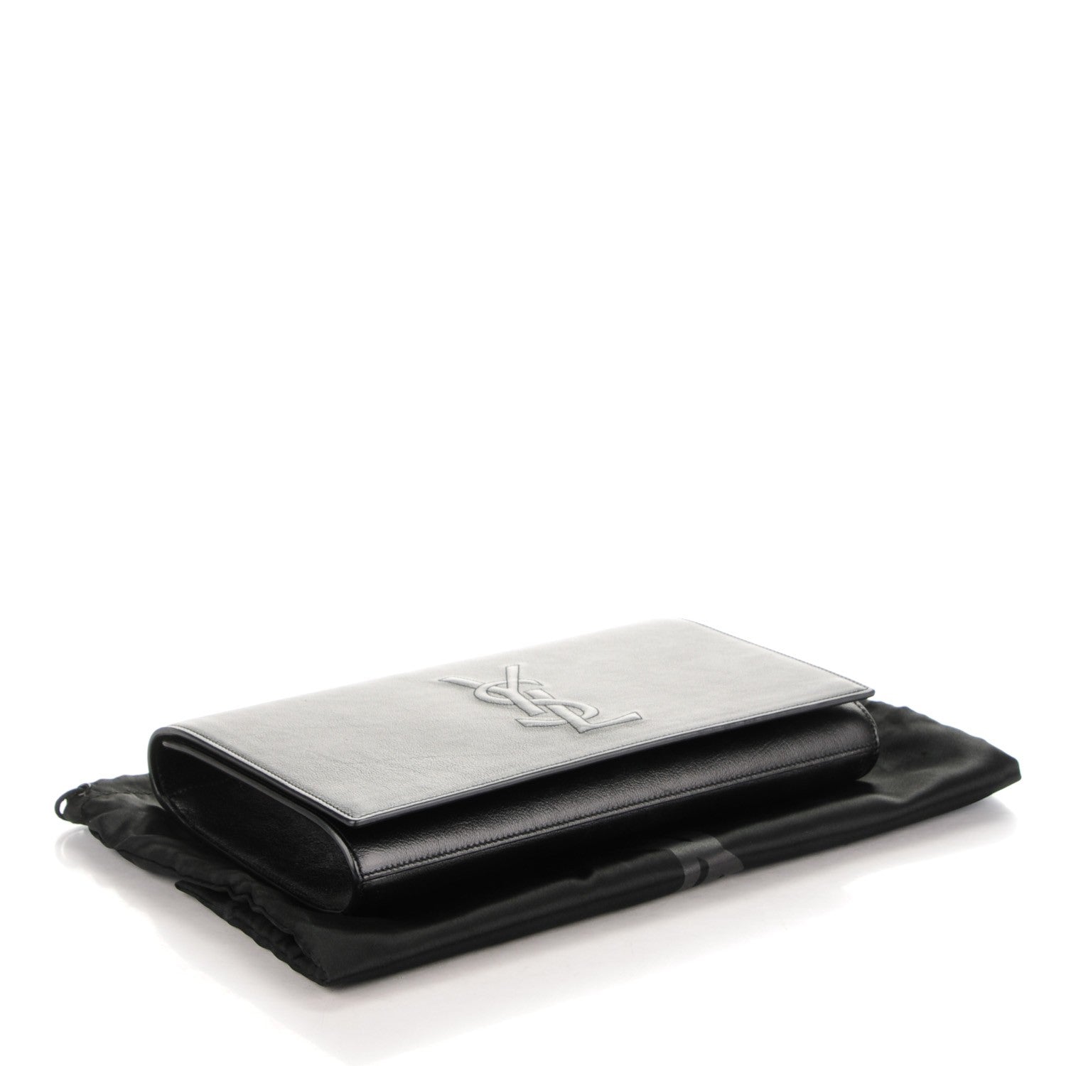 Saint Laurent Calfskin Monogram Large Belle De Jour Clutch Black 4 of 7