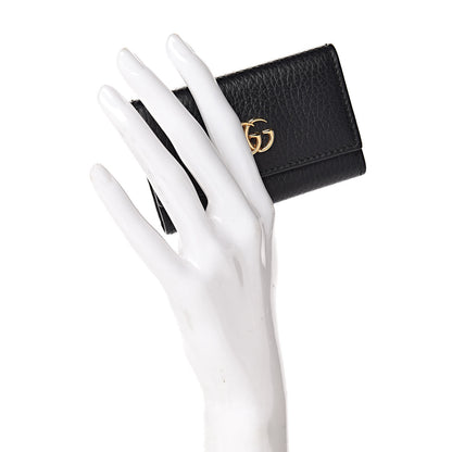 Gucci Pebbled Calfskin GG Marmont 6 Key Holder Black 2 of 8