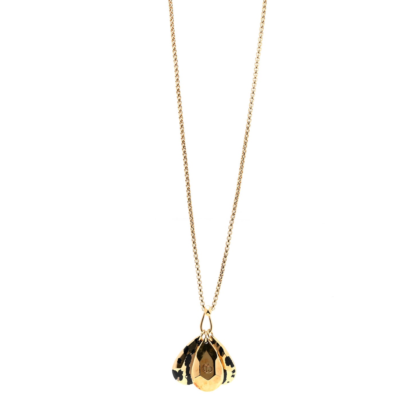 Metal Leopard Teardrop Necklace Gold