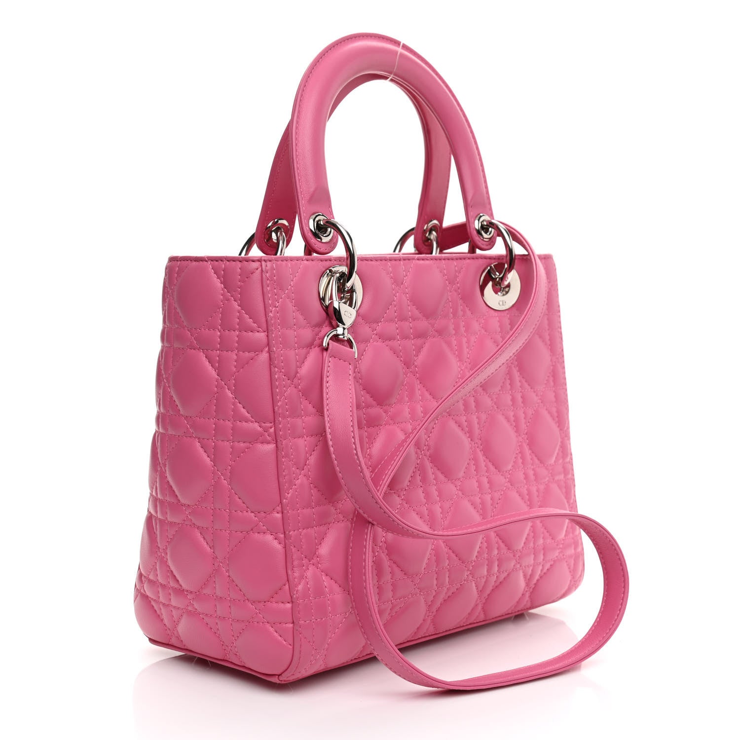 Christian Dior Lambskin Cannage Medium Lady Dior Pink 2 of 10