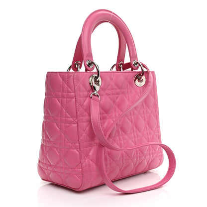 Christian Dior Lambskin Cannage Medium Lady Dior Pink 2 of 10
