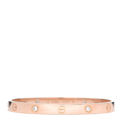 Cartier 18K Pink Gold 4 Diamond LOVE Bracelet 18 1 of 7