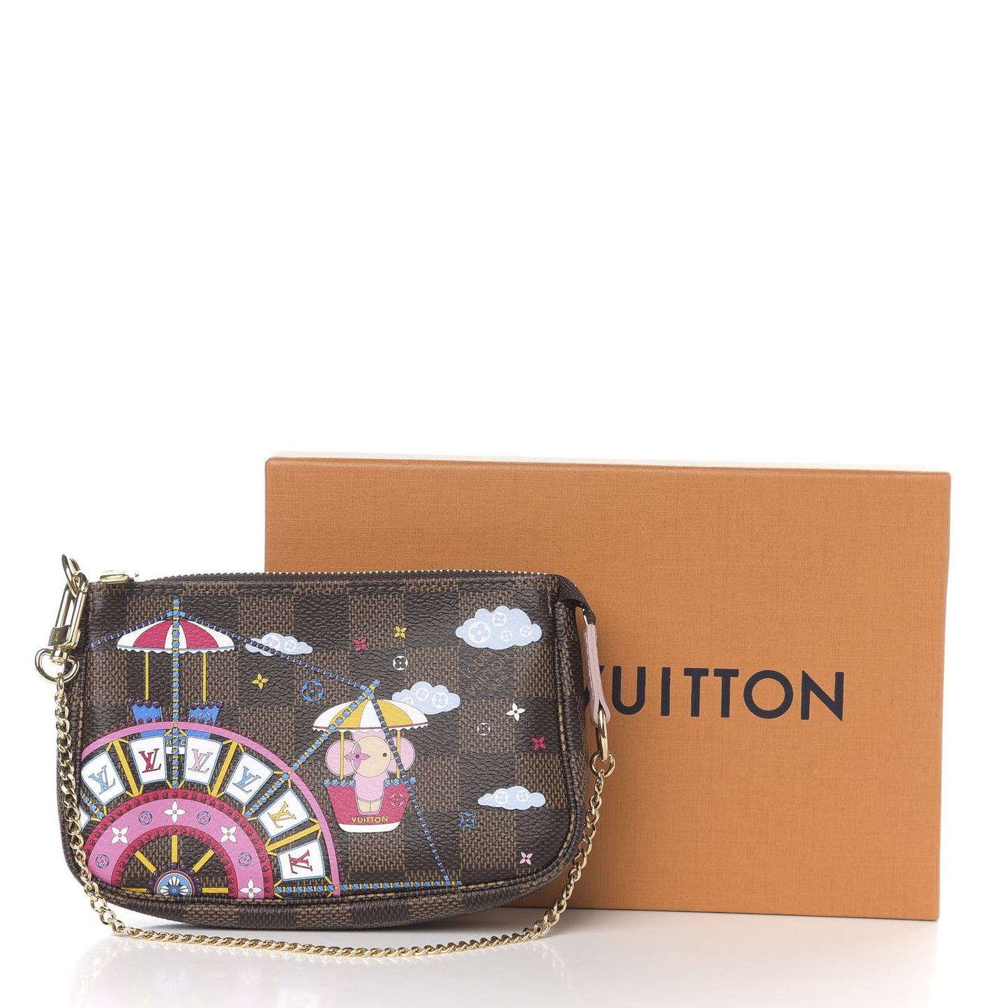 Damier Ebene 2020 Christmas Animation Big Wheel Mini Pochette Accessories Rose Ballerine