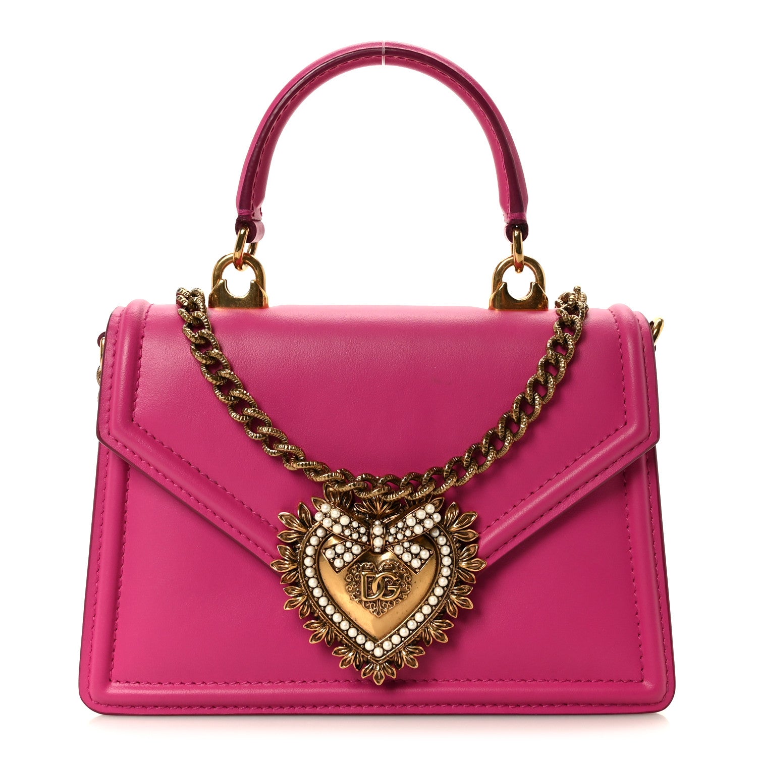 Dolce & Gabbana Smooth Calfskin Small Devotion Envelope Top Handle Bag Pink 1 of 10