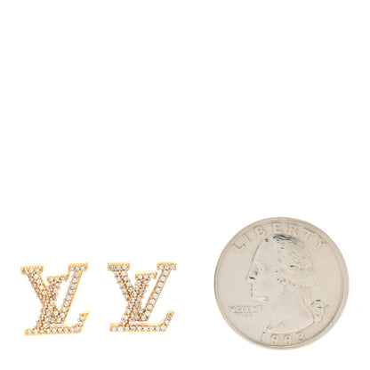 Louis Vuitton Metal Crystal LV Iconic Earrings Gold 2 of 4