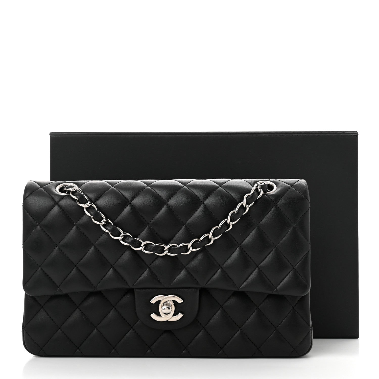 Chanel Lambskin Quilted Medium Double Flap Black 11 of 11