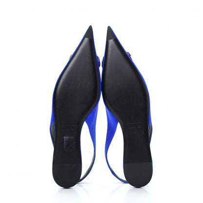Balenciaga Satin BB Knife Pointy Toe Slingback Flats 36 Bleu 6 of 11