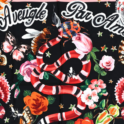 Gucci Silk Twill Jakam Square Scarf Black Pink 2 of 4