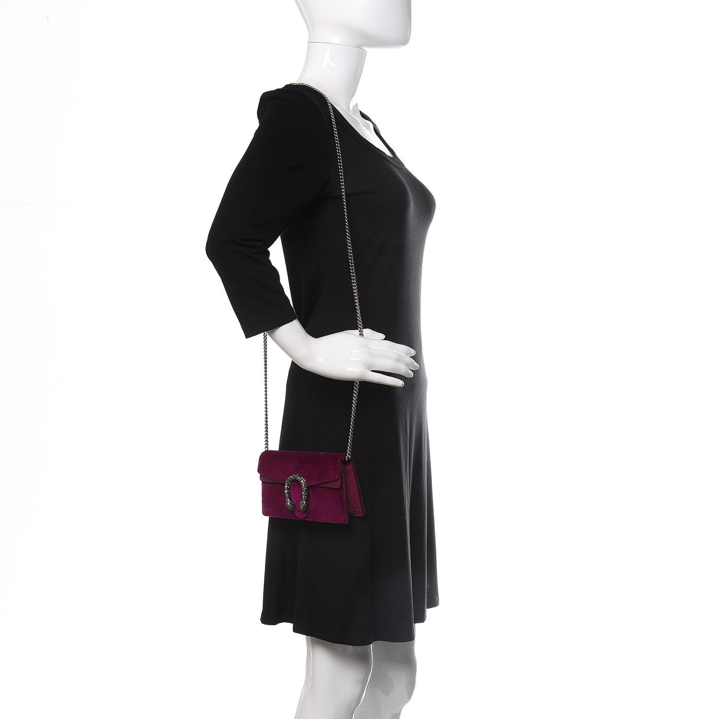 Velvet Super Mini Dionysus Shoulder Bag Fuchsia Violet Cyclamen