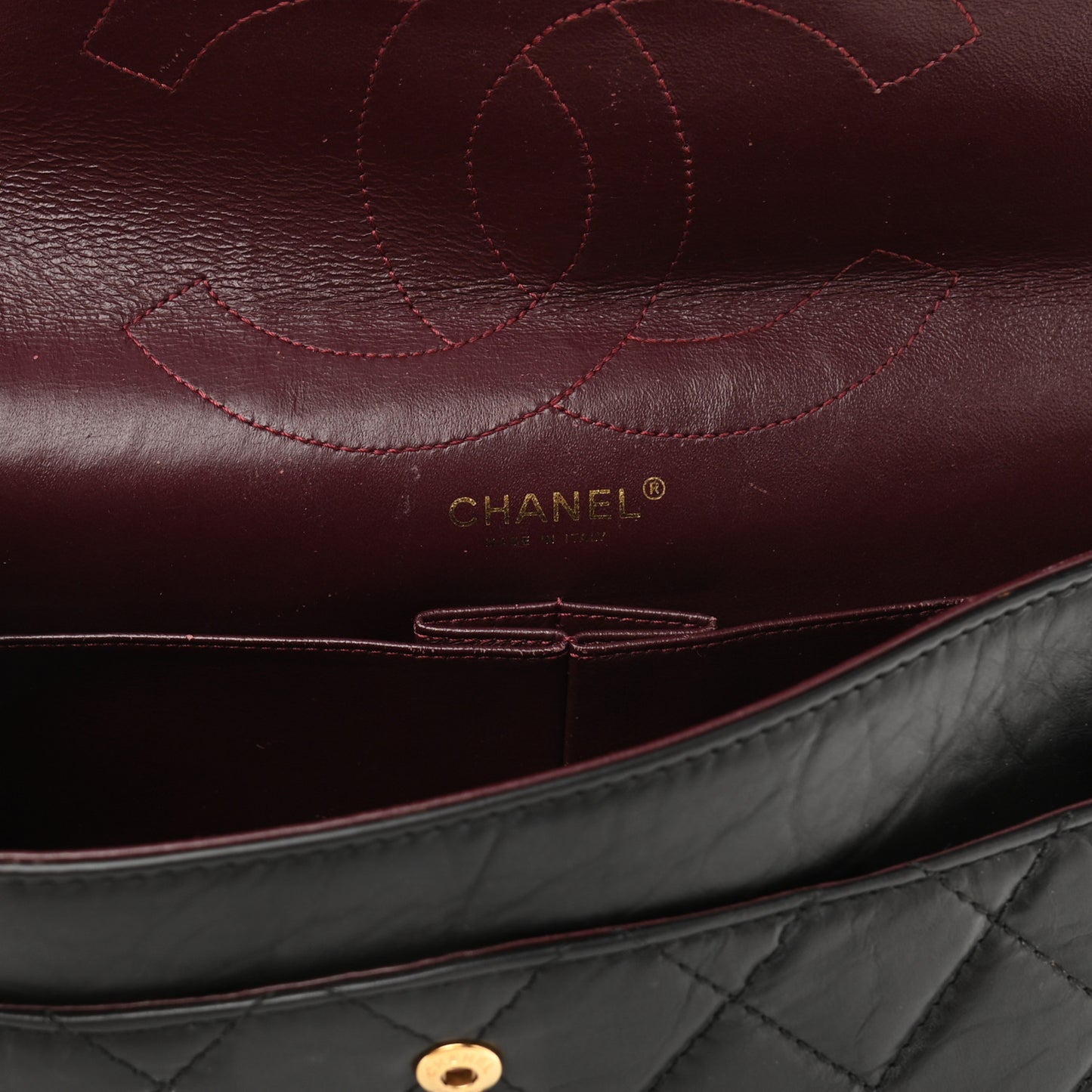 Aged Calfskin Quilted 2.55 Reissue 227 Flap Black