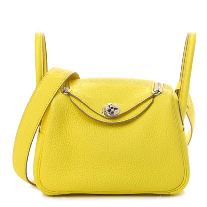 Hermes Taurillon Clemence Mini Lindy 20 Lime 1 of 5