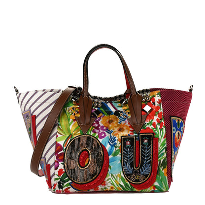 Christian Louboutin Canvas Embroidered Calfskin Caracaba Tote Multicolor 1 of 12