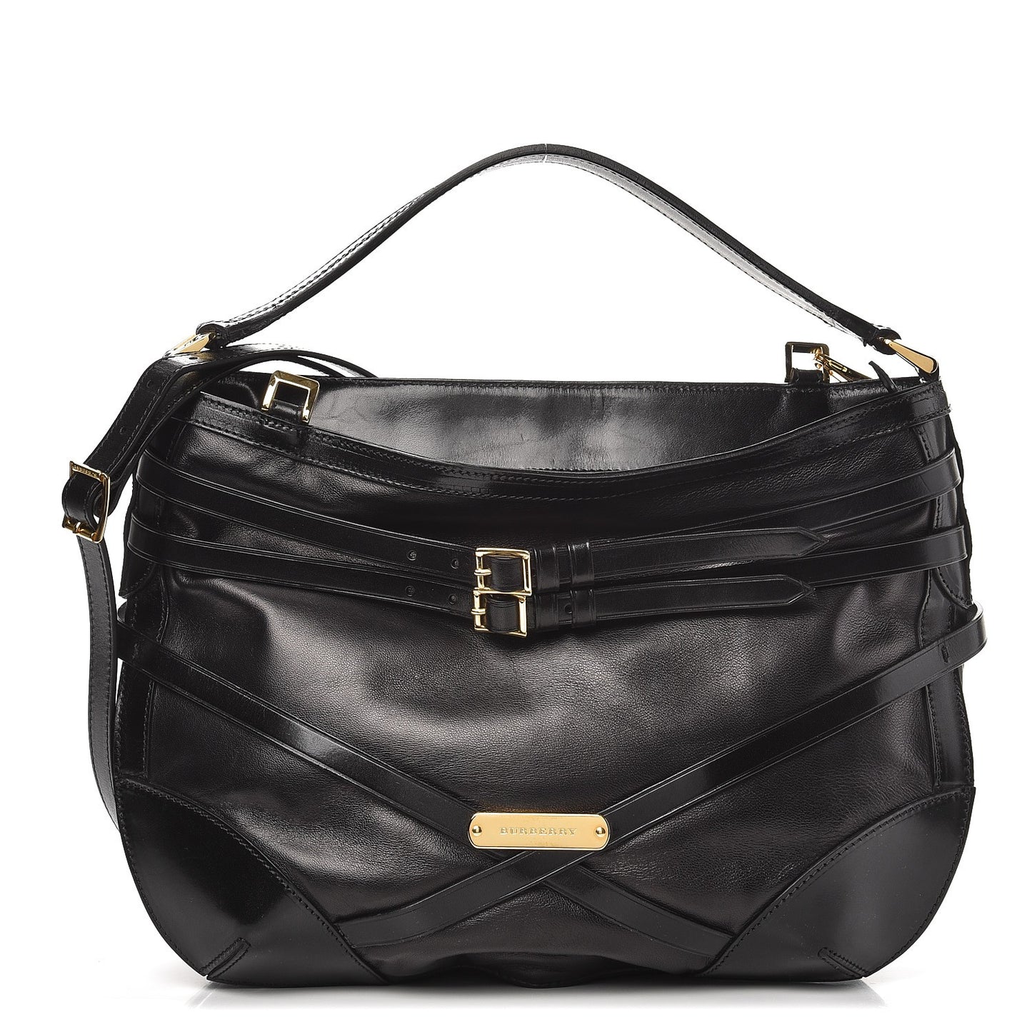 Lambskin Bridle Calfskin Small Dutton Hobo Black