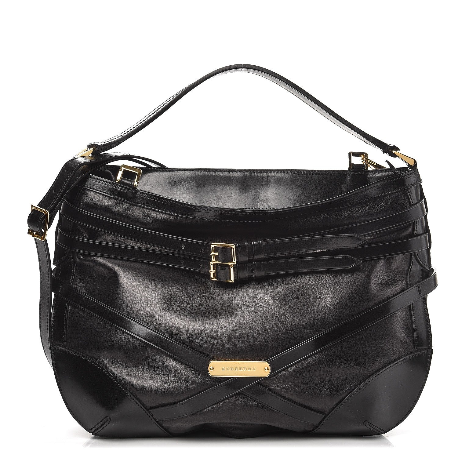 Burberry Lambskin Bridle Calfskin Small Dutton Hobo Black 1 of 8