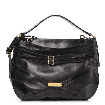 Burberry Lambskin Bridle Calfskin Small Dutton Hobo Black 1 of 8