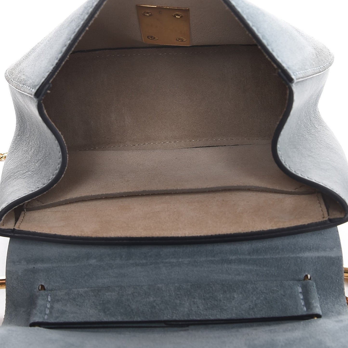 Suede Smooth Calfskin Mini Drew Shoulder Bag Cloudy Blue