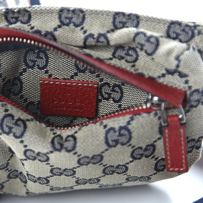 Gucci GG Monogram Web Double Pocket Belt Bag Navy Red 9 of 10