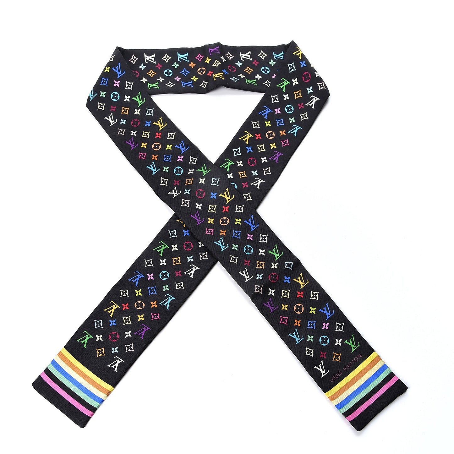 Silk Monogram Multicolor Bandeau Black