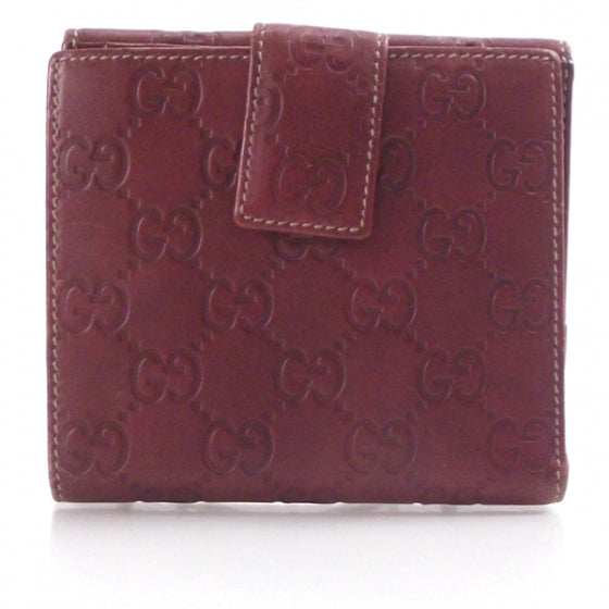 Guccissima Metal Bar French Flap Wallet Dark Red