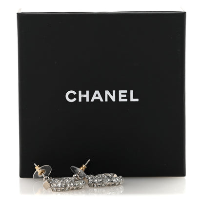 Chanel Baguette Crystal CC Drop Earrings Silver 5 of 5