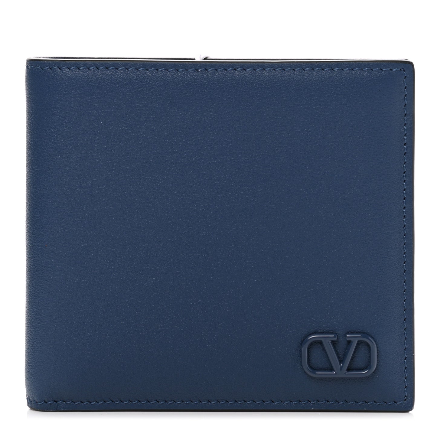 Calfskin VLogo Signature Wallet Indigo