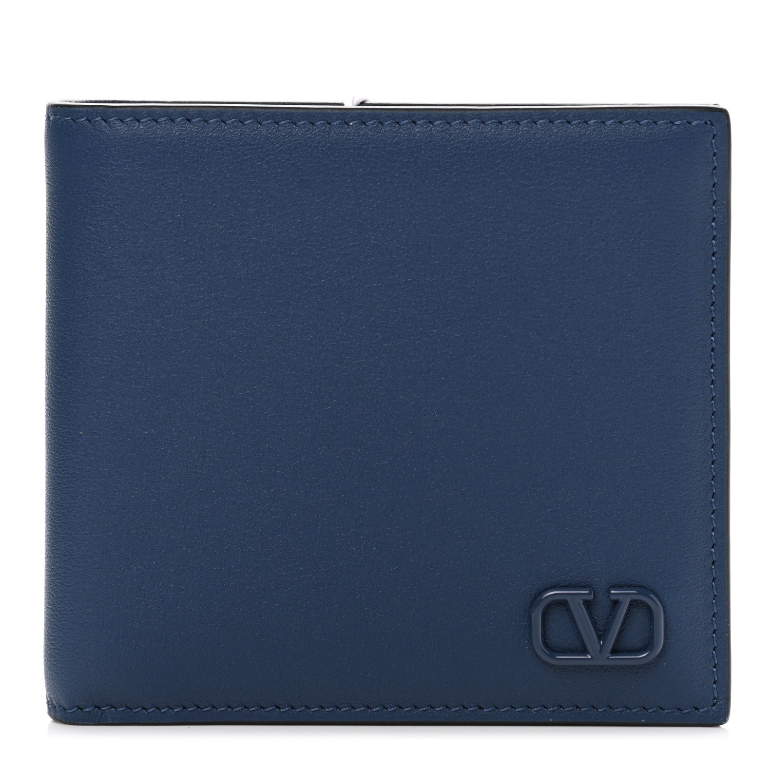 Valentino Garavani Calfskin VLogo Signature Wallet Indigo 1 of 7