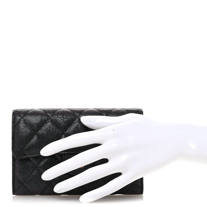 Chanel Iridescent Caviar Quilted Medium Flap Wallet Black 2 of 9