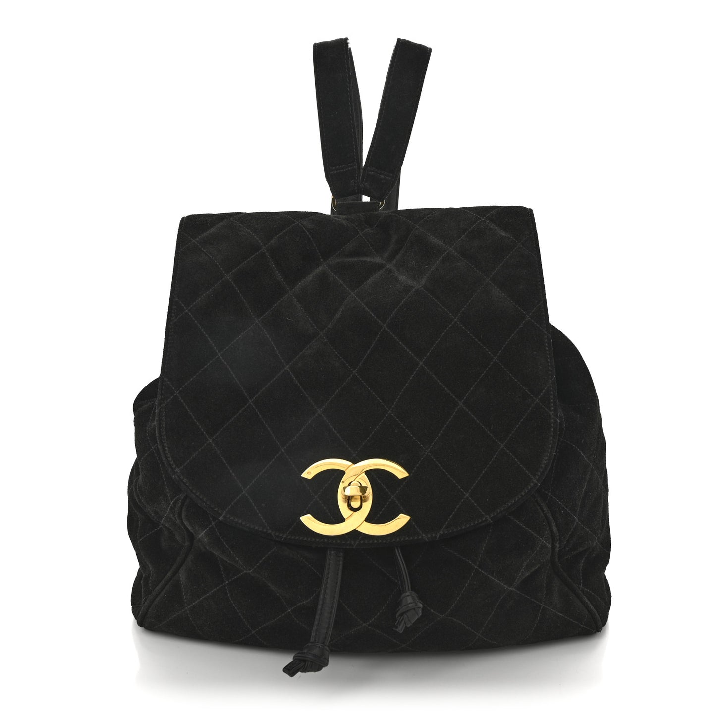 Suede Quilted CC Drawstring Backpack Black