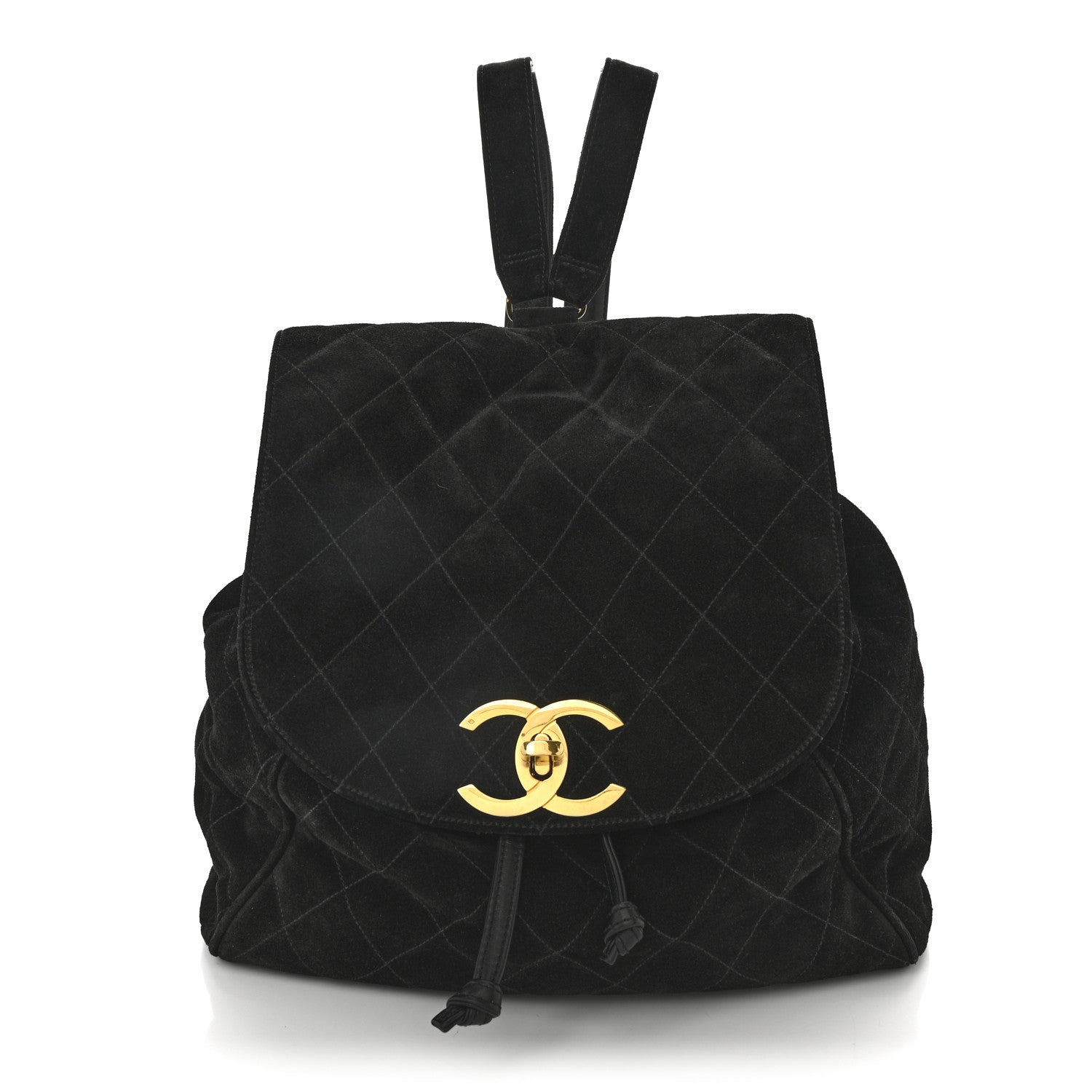 Chanel Suede Quilted CC Drawstring Backpack Black 1 of 13