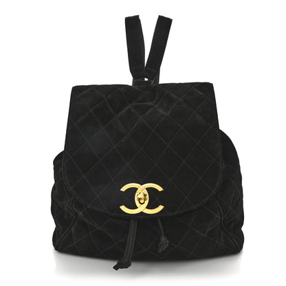 Chanel Suede Quilted CC Drawstring Backpack Black 1 of 13