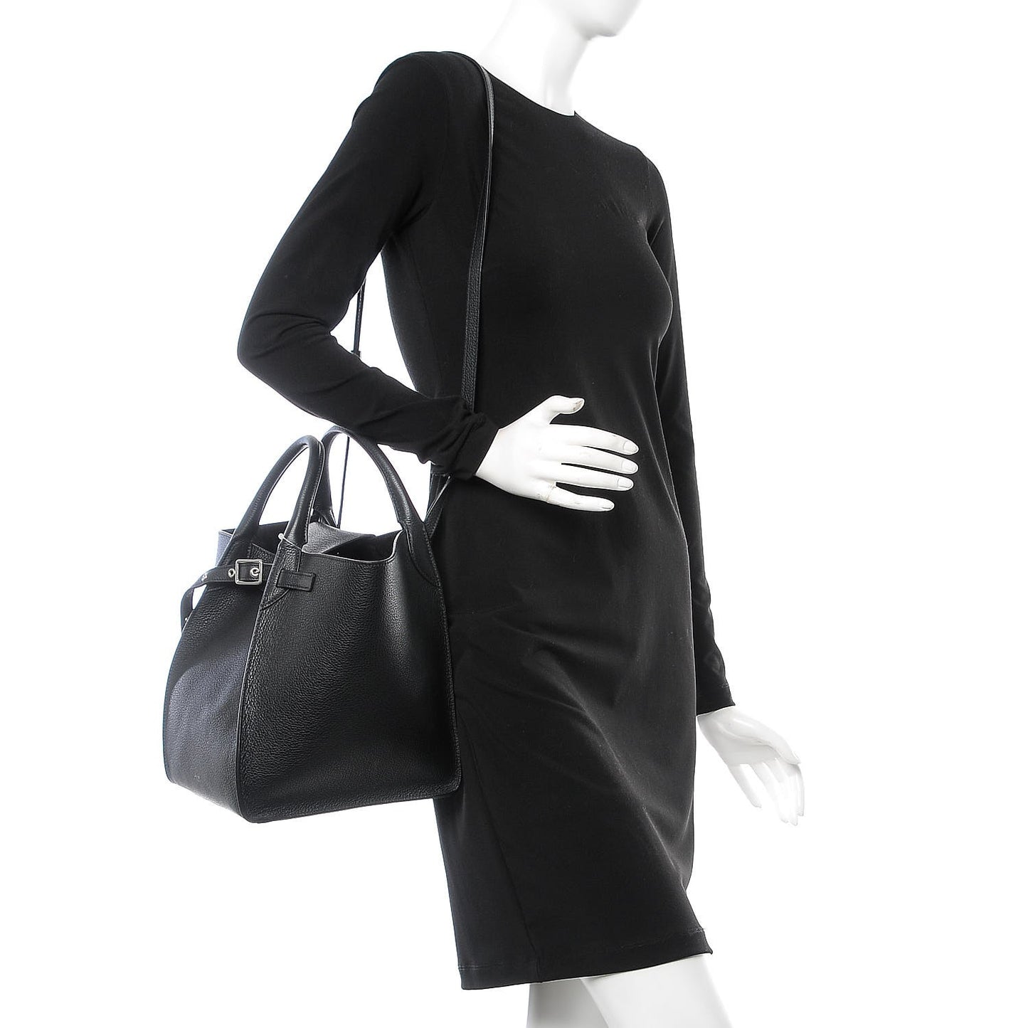 Supple Grained Calfskin Small Big Bag Black