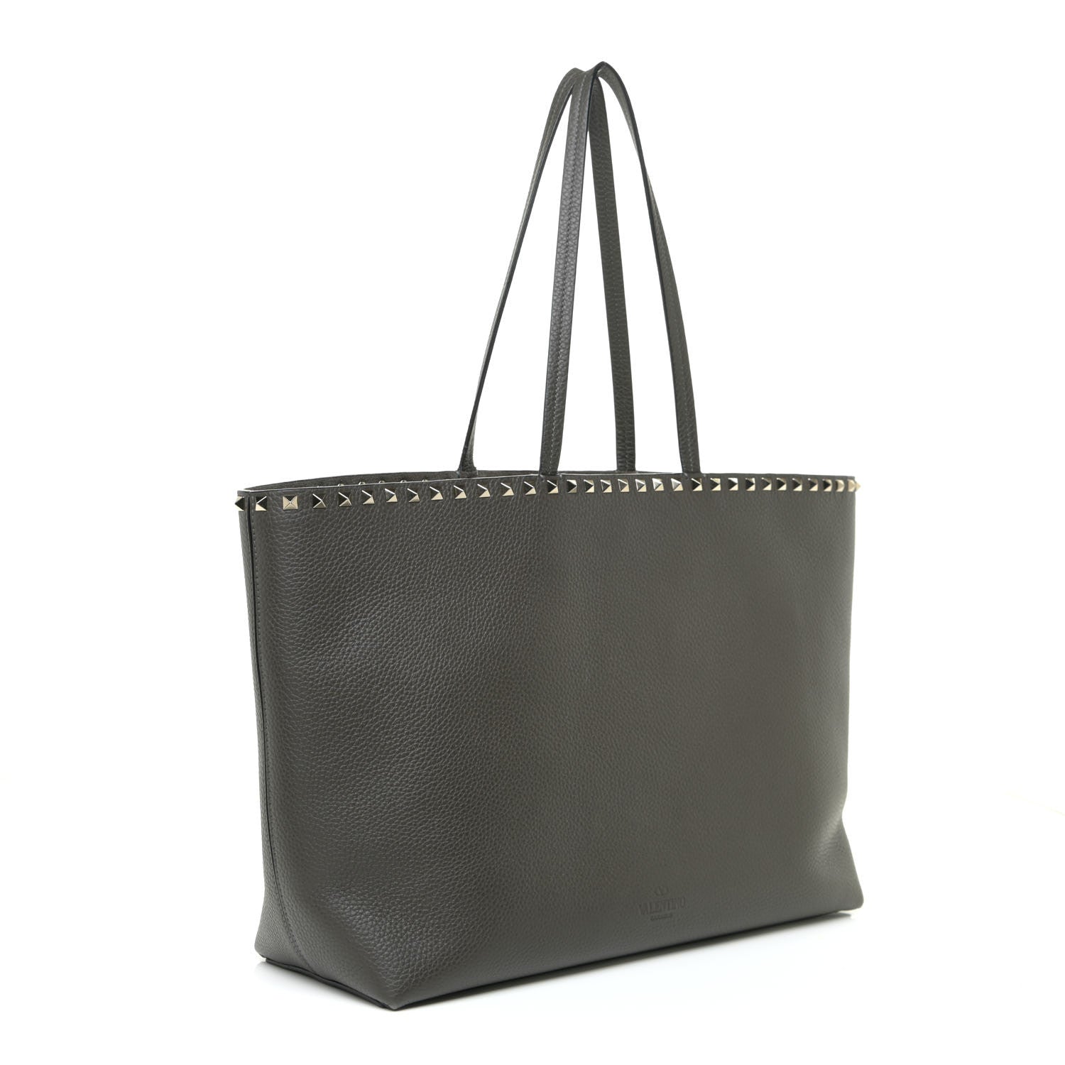 Valentino Garavani Grained Calfskin Rockstud Shoulder Tote Graphite 3 of 16