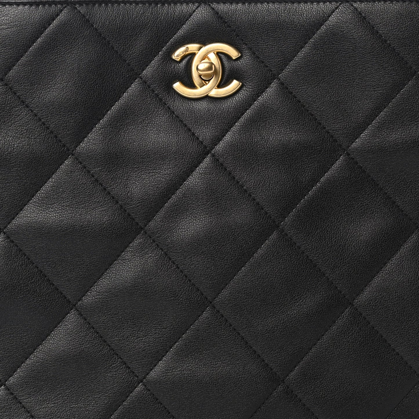 Calfskin Quilted Chain Shopping Tote Black