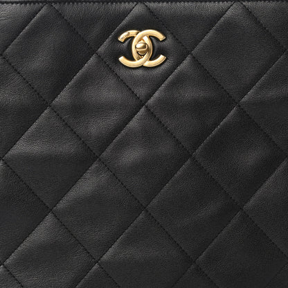 Chanel Calfskin Quilted Chain Shopping Tote Black 8 of 10
