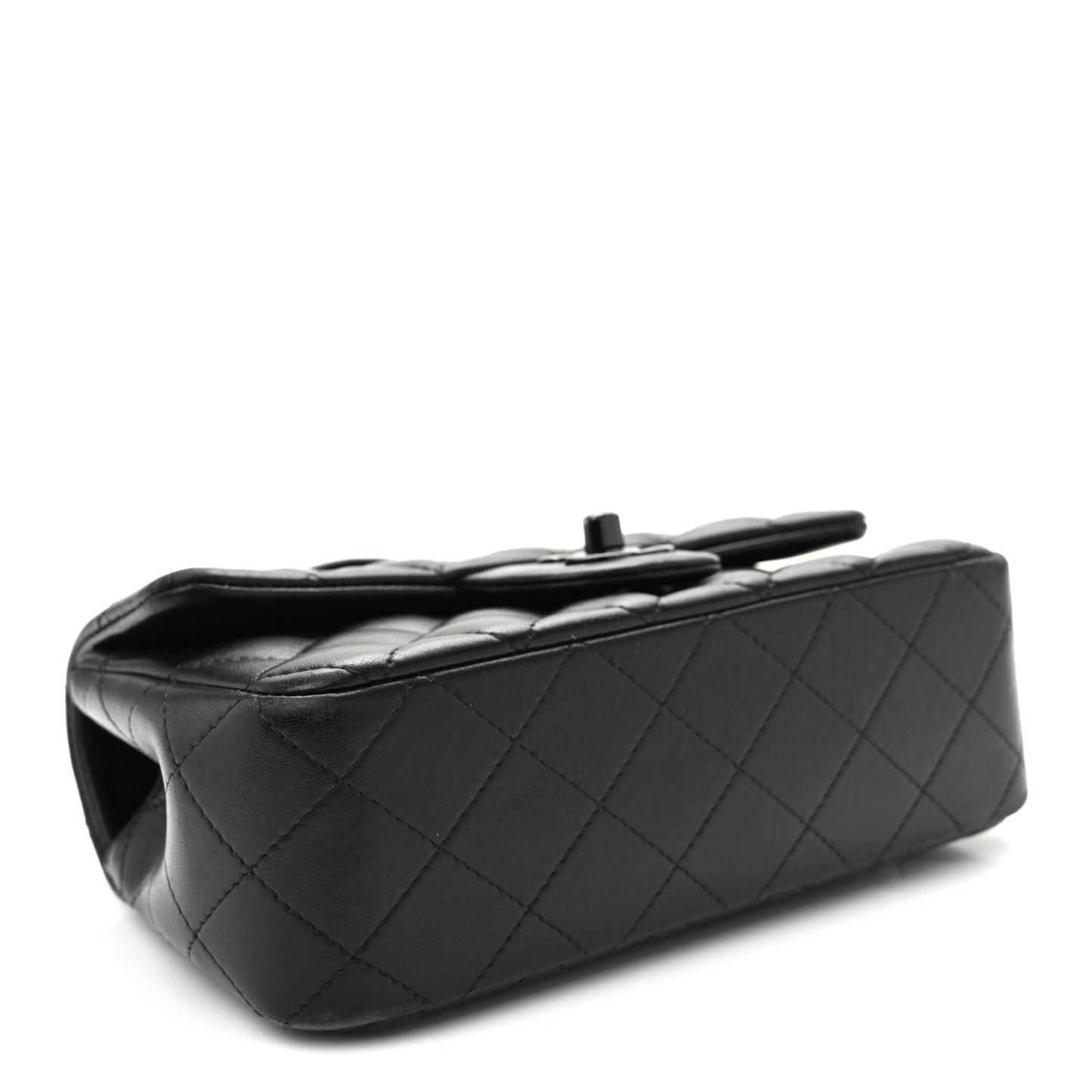 Lambskin Quilted Mini Top Handle Rectangular Flap So Black