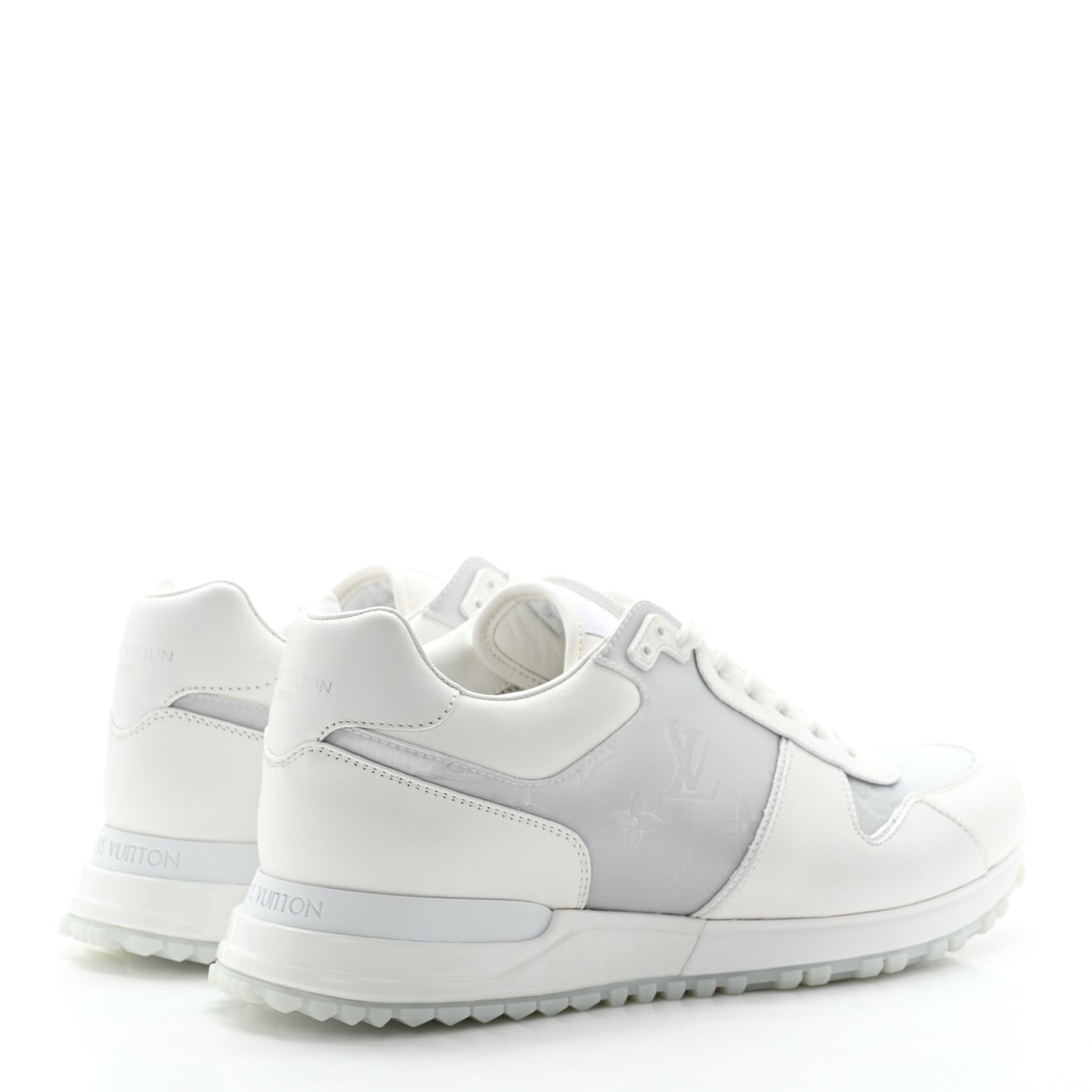 Iridescent Textile Monogram Calfskin Mens Run Away Sneakers 7 White